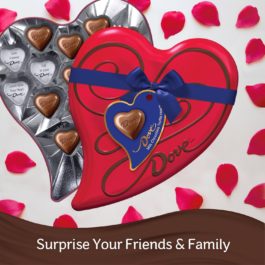 DOVE Valentine’s Milk Chocolate Truffles Candy Heart Gift Box 6.5-Ounce 18-Piece Tin